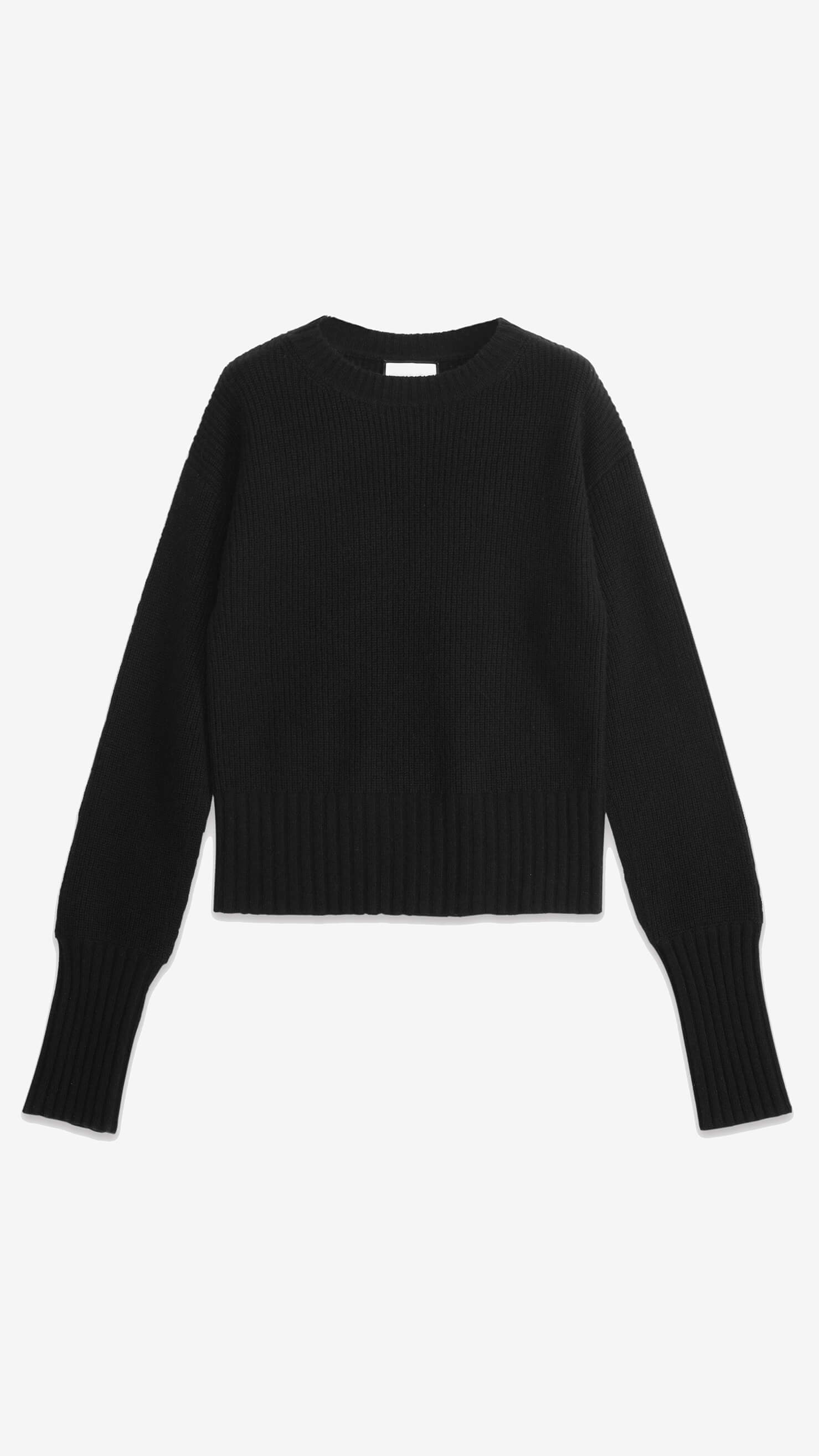 经典黑色纯羊绒圆领毛衣| SHOPBOP优质针织品 OEM 制造商