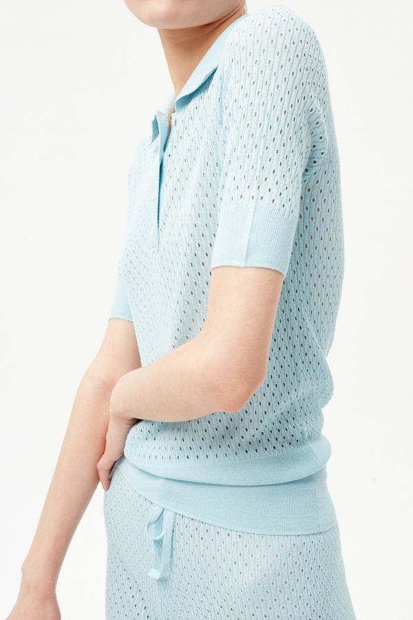 18GG 精纺羊毛网眼 Polo 衫 |夏季针织品OEM