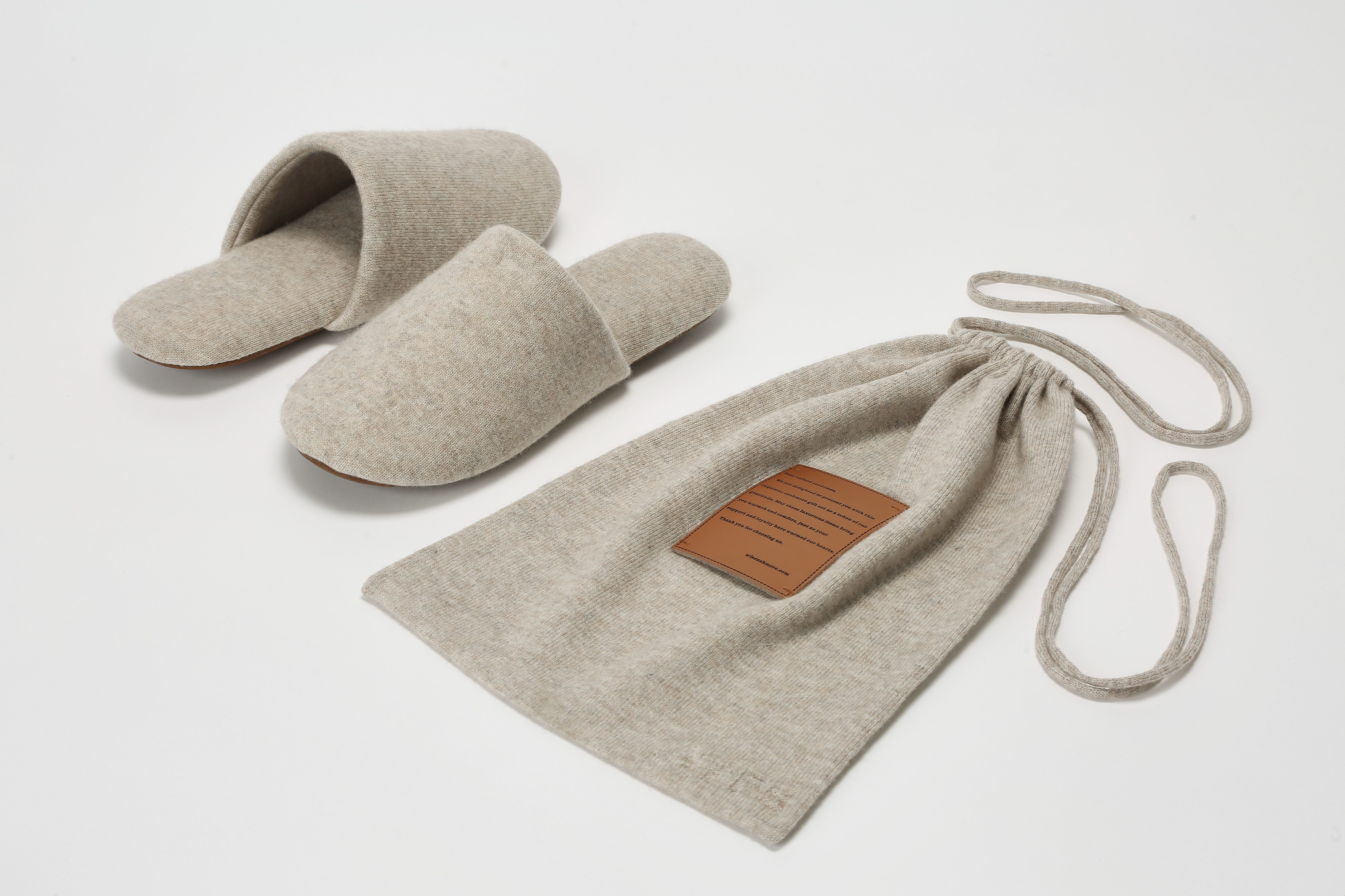 奢华纯羊绒针织拖鞋套装|定制家居服 OEM