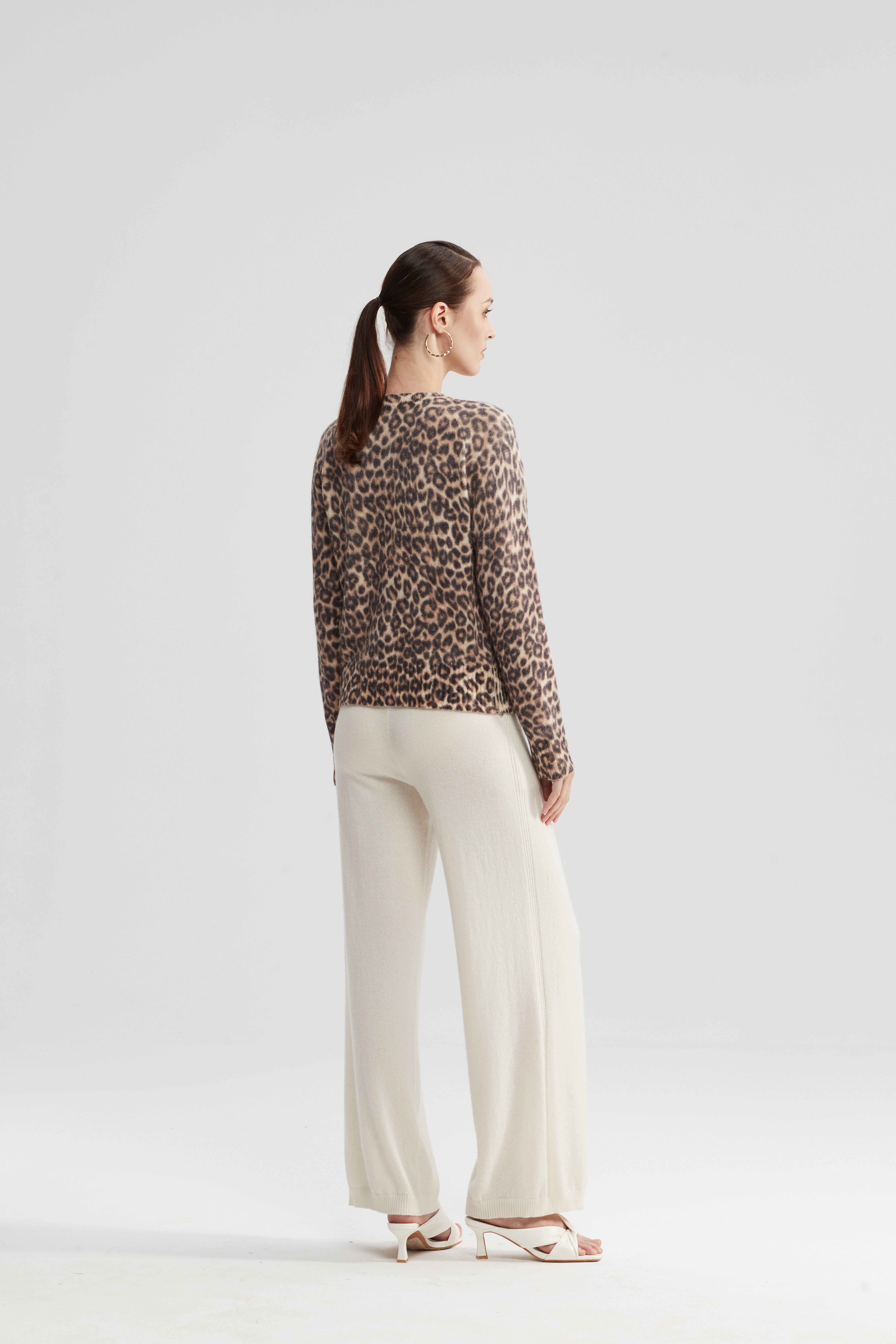 定制扎染豹纹羊毛与安哥拉羊毛混纺开衫| SHOPBOP OEM针织品