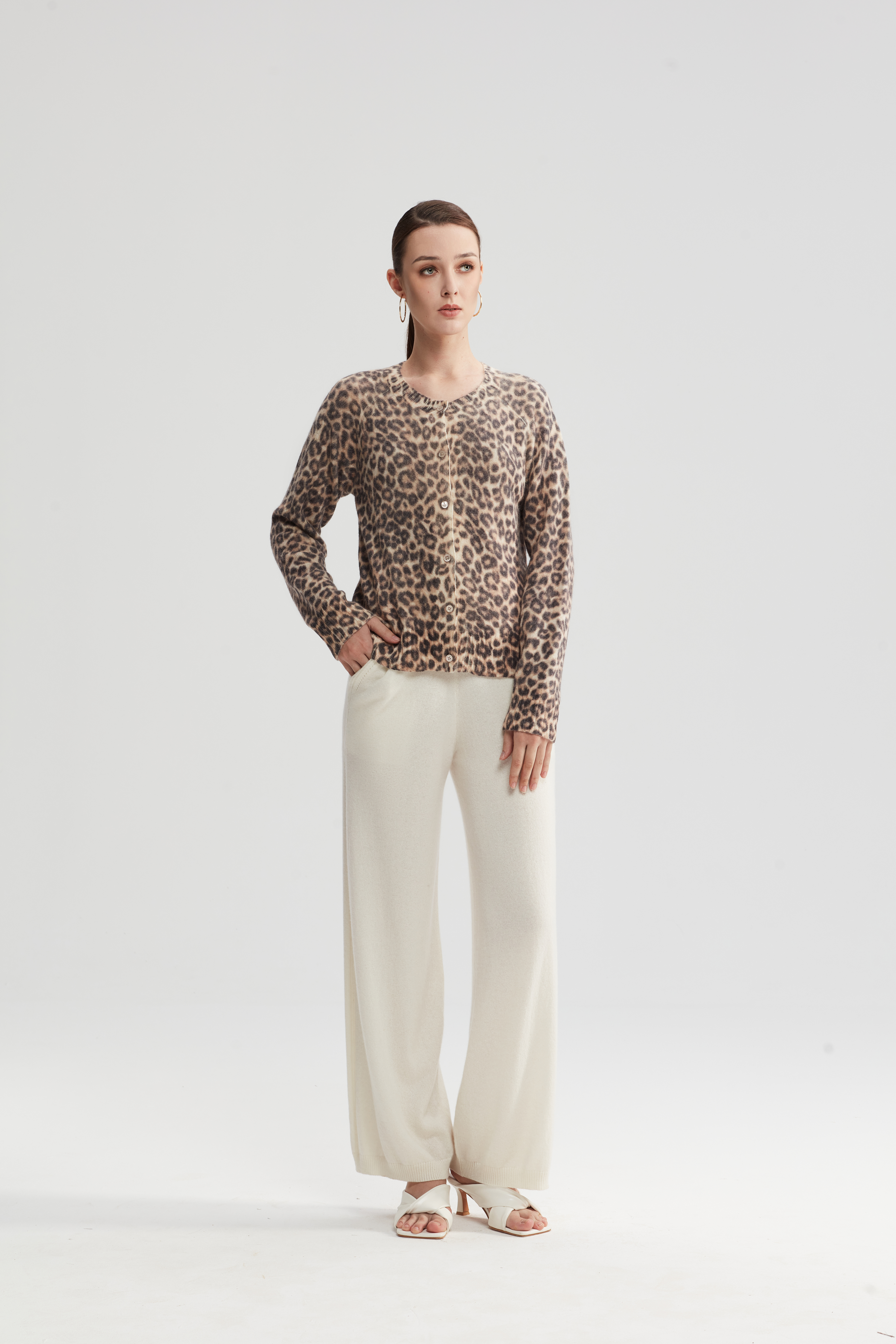 定制扎染豹纹羊毛与安哥拉羊毛混纺开衫| SHOPBOP OEM针织品