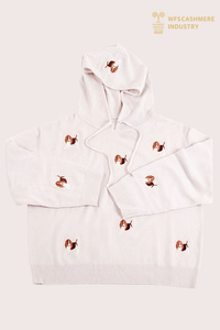 定制狗刺绣女式纯羊绒连帽衫 | SHOPBOP OEM 针织品制造商