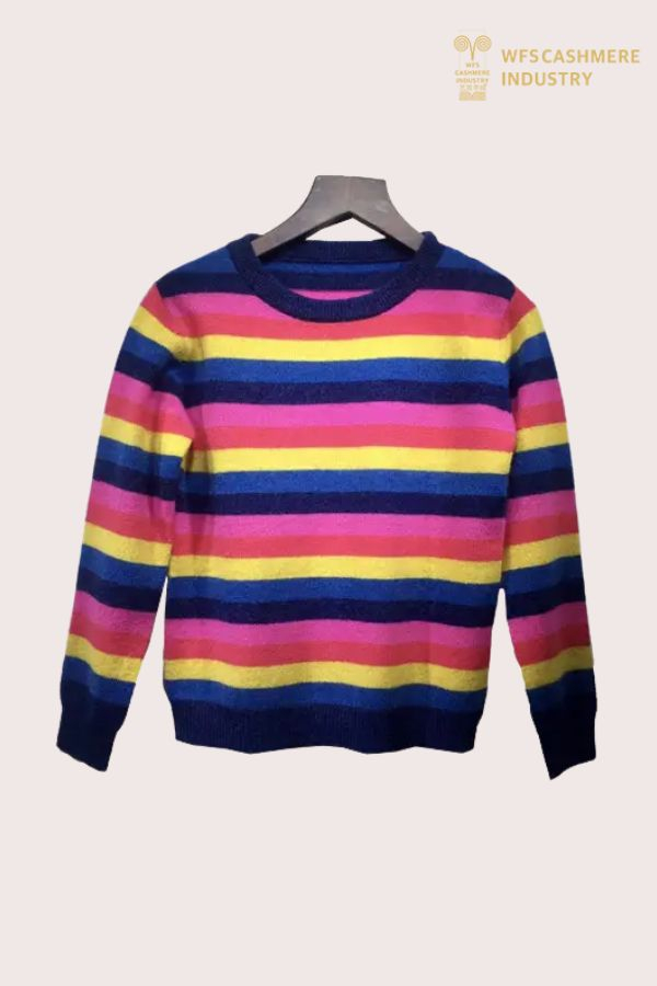 高级女童纯羊绒三色条纹套头衫| SHOPBOP定制儿童针织品 OEM