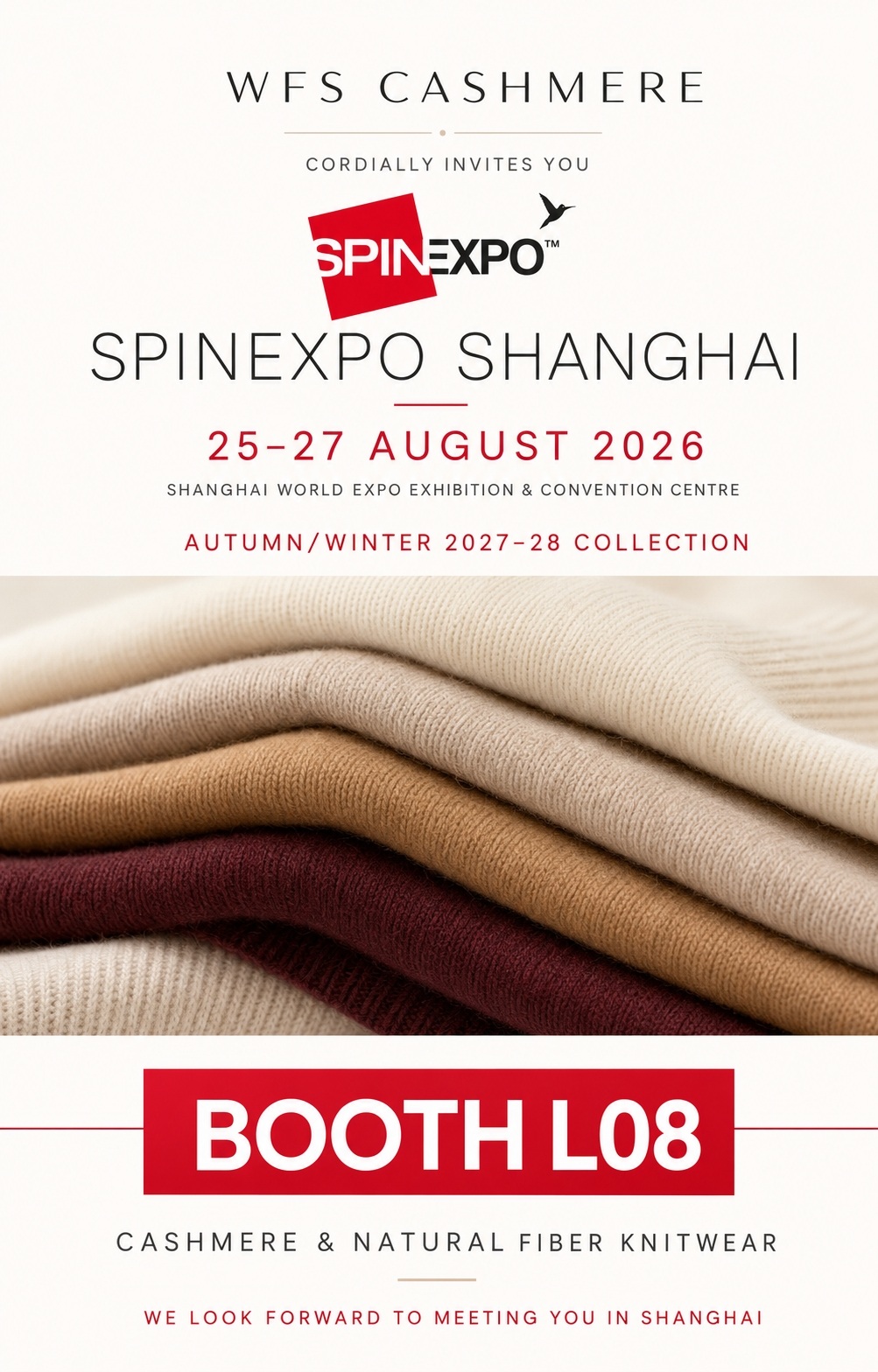 WFS Cashmere 参加 2026 年上海国际纺博会 — 在 L08 展位与我们会面
